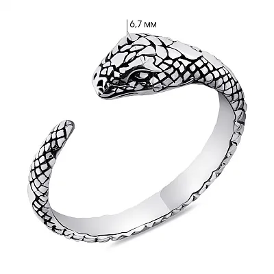 Безразмерное кольцо Змея из серебра (арт. 7901/6313)