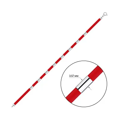 Червоний каучуковий браслет зі срібними вставками (арт. 7609/4330к)