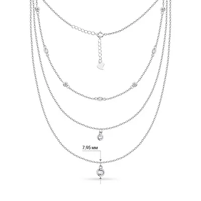 Багатошарове кольє зі срібла з фіанітами Trendy Style (арт. 7507/1337)