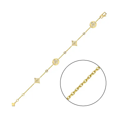 Серебряный браслет с желтым родированием (арт. 7509/3832ж)