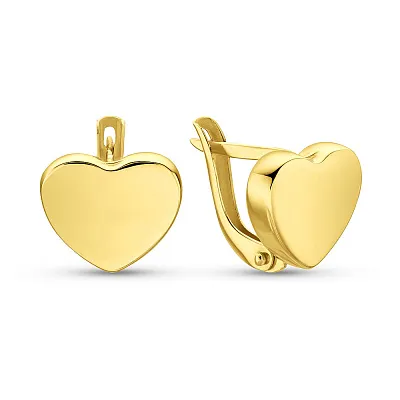 Золотые серьги Сердечки  (арт. 104403ж)