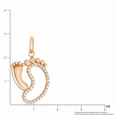 Подвеска «Ножки» из красного золота с фианитами (арт. 423676)