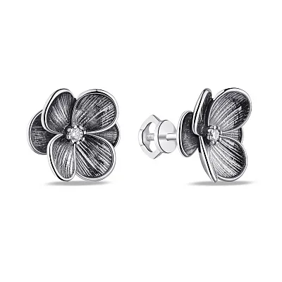 Срібні сережки Квітка з фіанітами (арт. 7918/2911)
