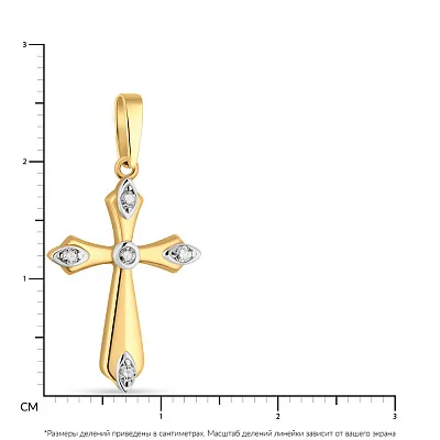 Крестик из желтого золота с фианитами  (арт. 422040ж)
