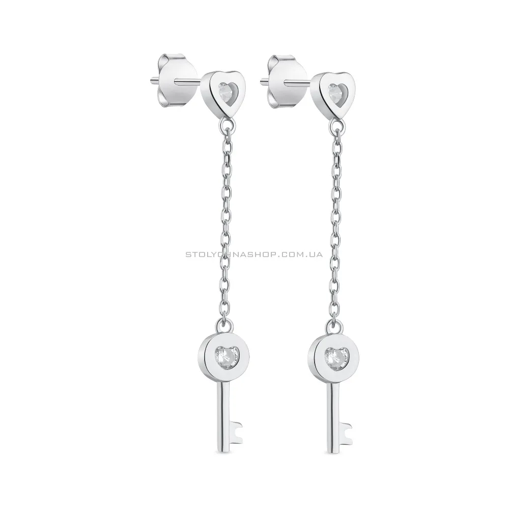 Срібні сережки "Ключик" з фіанітами (арт. 7518/6302)