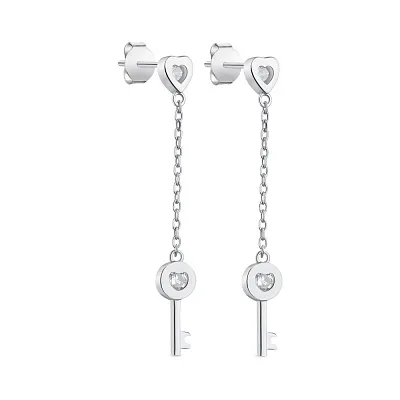 Срібні сережки "Ключик" з фіанітами (арт. 7518/6302)