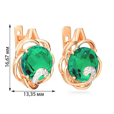 Золоті сережки з кварцом і фіанітами (арт. 110423Пз)