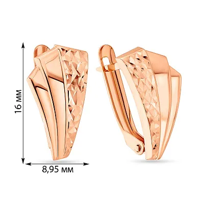 Сережки з червоного золота без каміння  (арт. 107678)