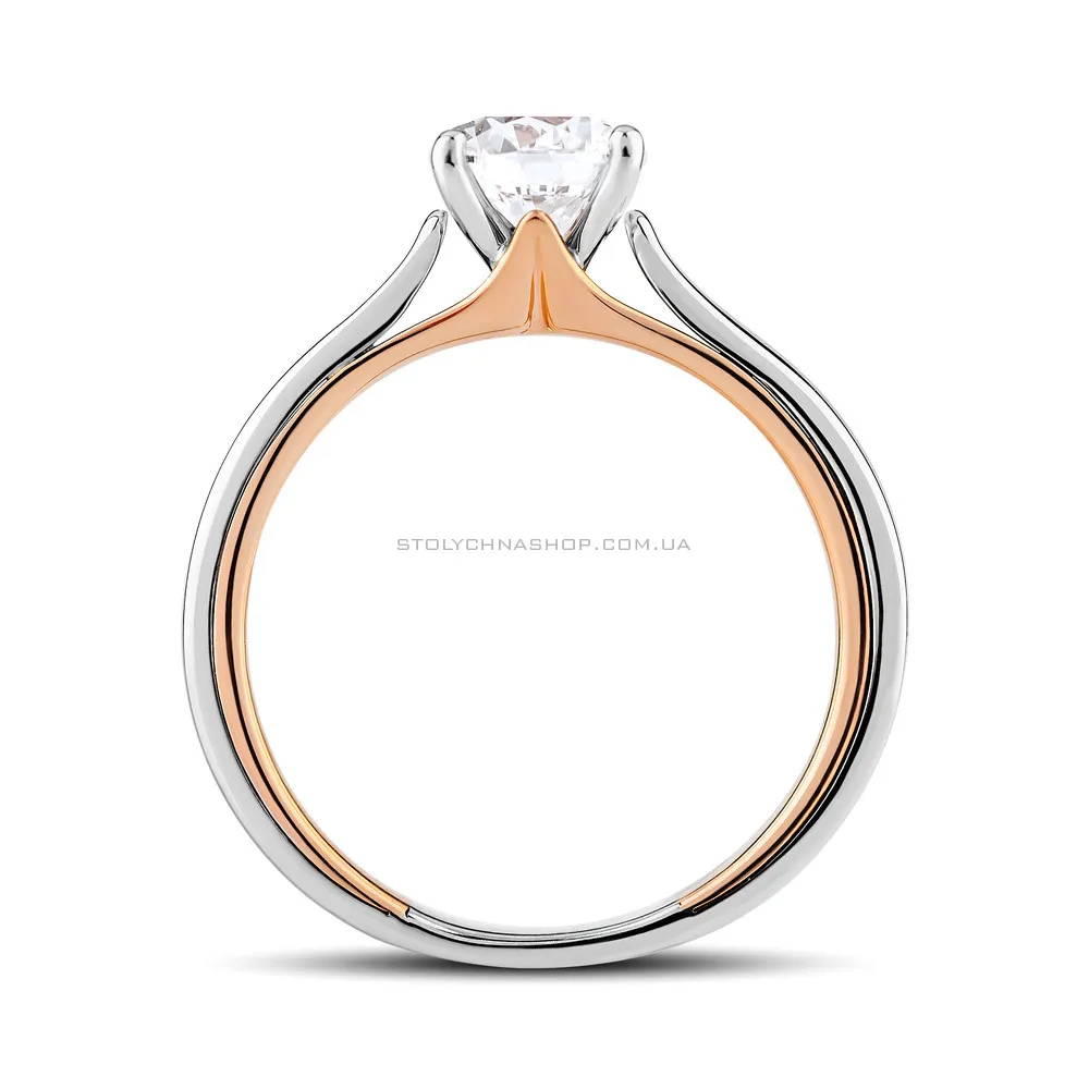 Каблучка для заручин з білого і червоного золота з діамантом (арт. К01117909036бк) - 2 - цена