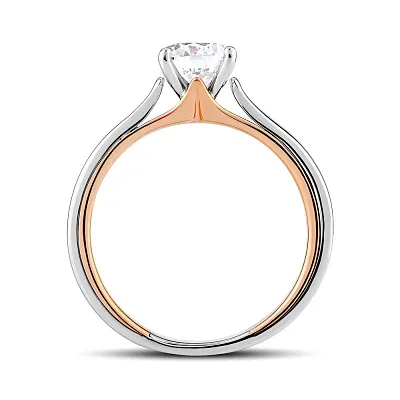 Помолвочное кольцо из белого и красного золота с бриллиантом (арт. К01117909036бк)