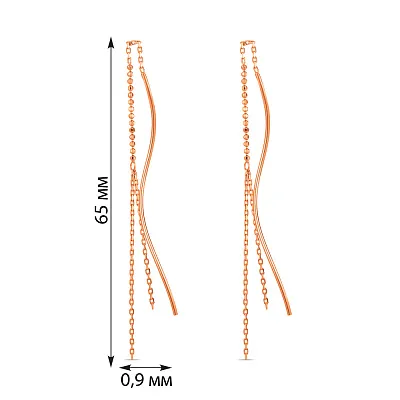 Серьги-цепочки из красного золота (арт. 107668)