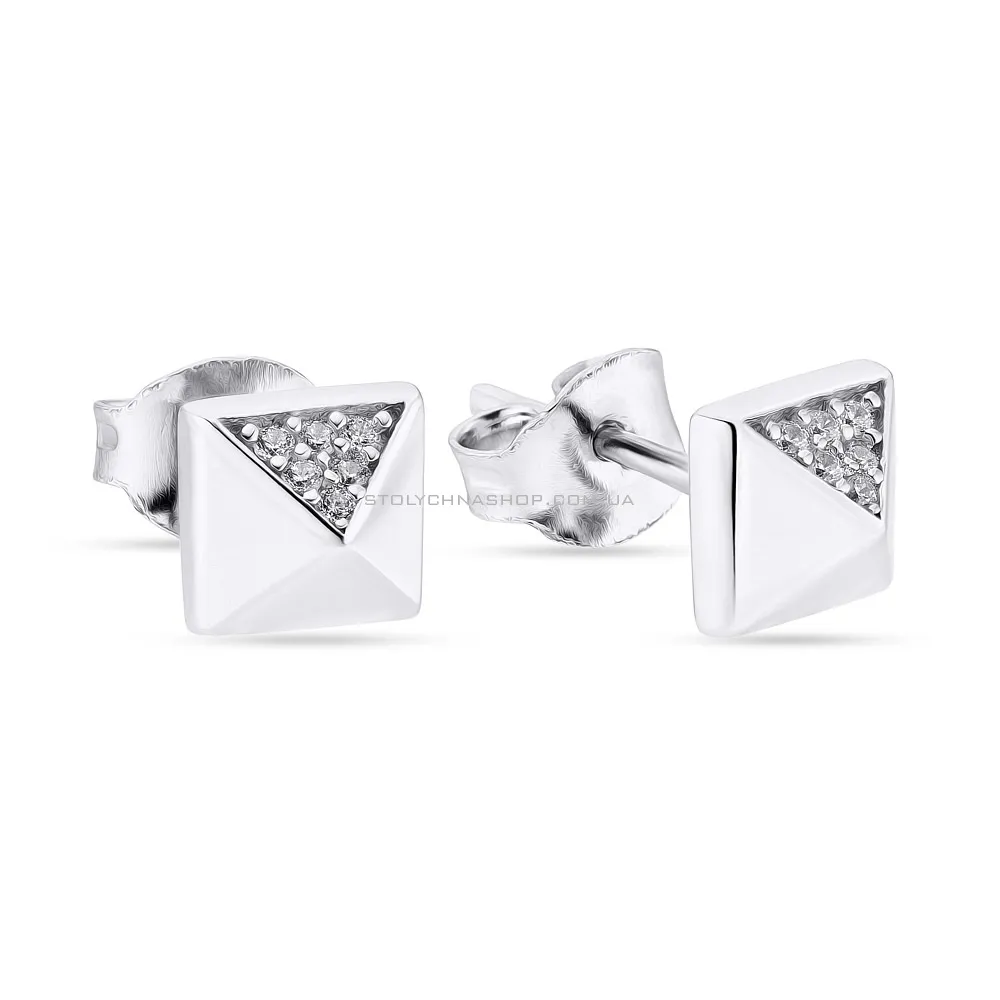 Срібні сережки пусети з фіанітами (арт. 7518/5343) - цена