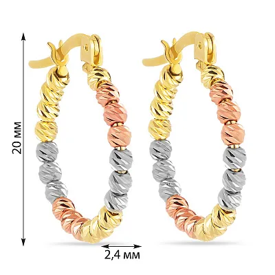 Сережки-кільця з комбінованого золота (арт. 106235/20жбк)