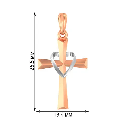 Крестик из красного и белого золота  (арт. 440755кб)