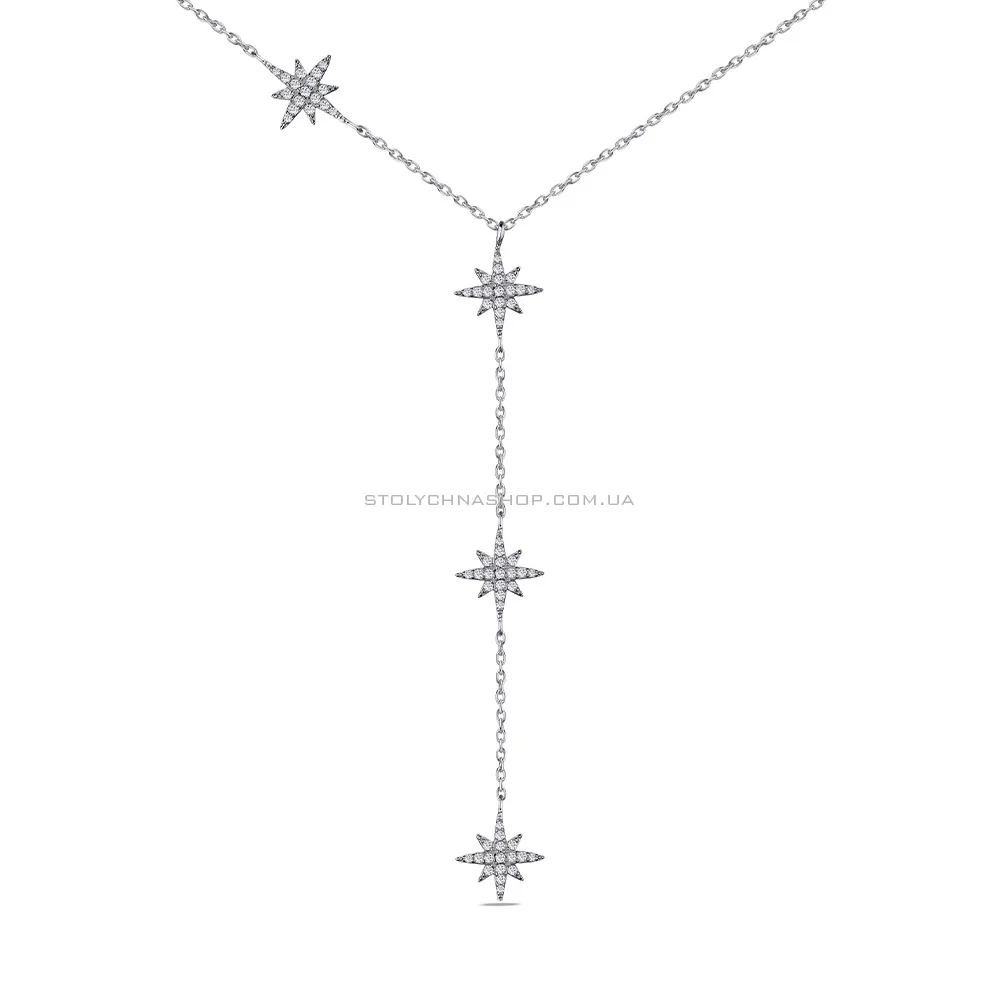 Колье серебряное "Звездочки" с фианитами (арт. 7507/1267) - цена