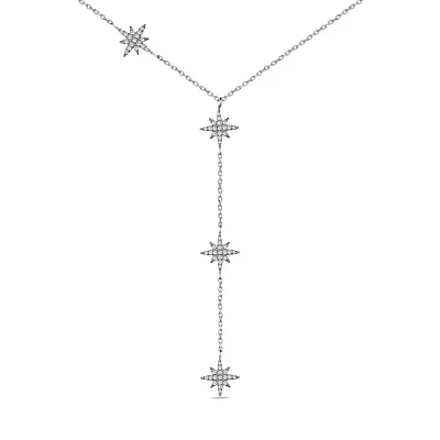 Колье серебряное "Звездочки" с фианитами (арт. 7507/1267)