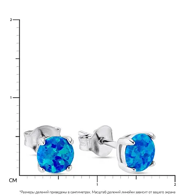 Серебряные пусеты с синим опалом  (арт. 7518/5483Пос)