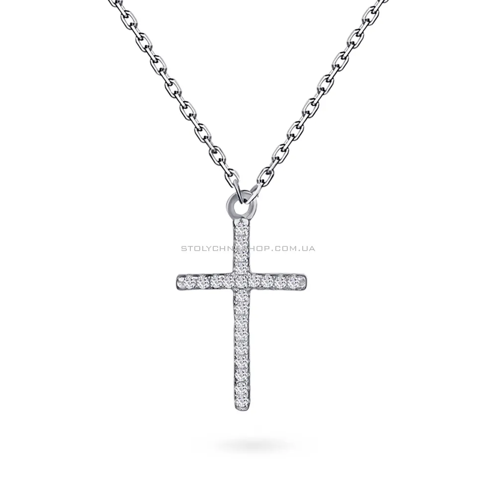 Срібне кольє «Хрестик» з фіанітами (арт. 7507/917) - цена
