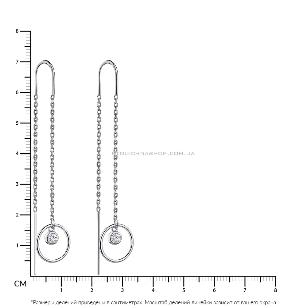 Серебряные серьги-протяжки с фианитами (арт. 7502/4489) - 2 - цена