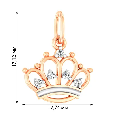 Золота підвіска «Корона» з фіанітами (арт. 440615)