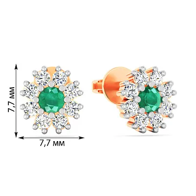 Золоті сережки зі смарагдом і діамантами  (арт. Т011692и)