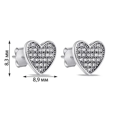 Сережки-пусети зі срібла з розсипом фіанітів  (арт. 7518/6767)