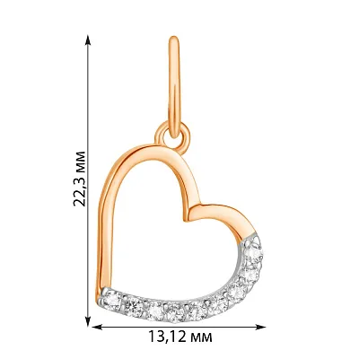 Підвіска з червоного золота «Серце» з фіанітами (арт. 423850)