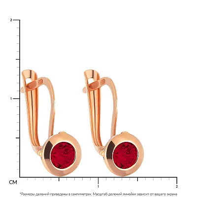Сережки для детей из красного золота с красными фианитами (арт. 105365к)