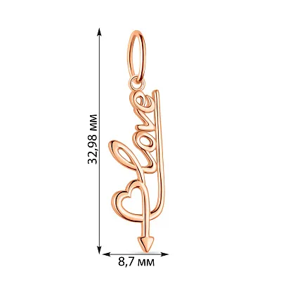 Підвіс "Love" з червоного золота (арт. 424503)