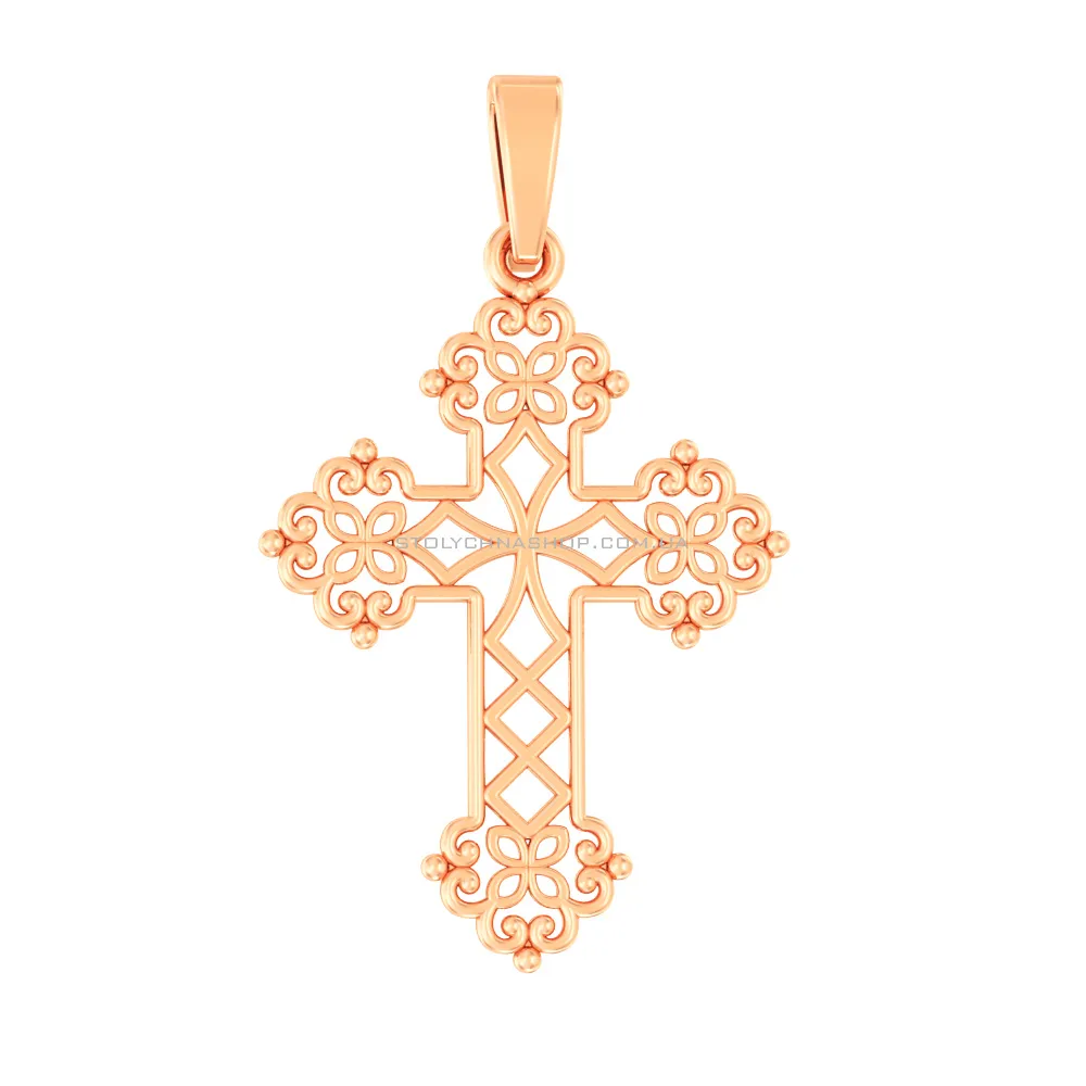 Декоративный крестик из красного золота  (арт. 440772) - цена