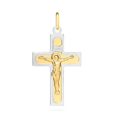 Хрестик з жовтого і білого золота  (арт. 521116нжби)