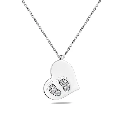 Колье из серебра "Сердце" с фианитами  (арт. 7507/01544)