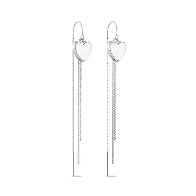 Срібні сережки-протяжки з перламутром (арт. 7502/4757п)
