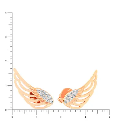 Золоті сережки "Крила" з фіанітами (арт. 110848)