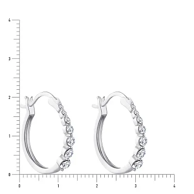 Срібні сережки-кільця з фіанітами (арт. 7502/3713)