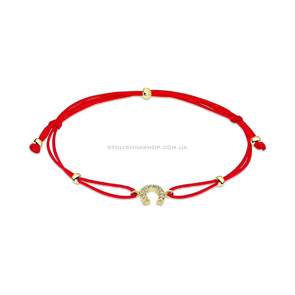Браслет з червоної шовкової нитки з золотими вставками  (арт. 323571ж) - цена