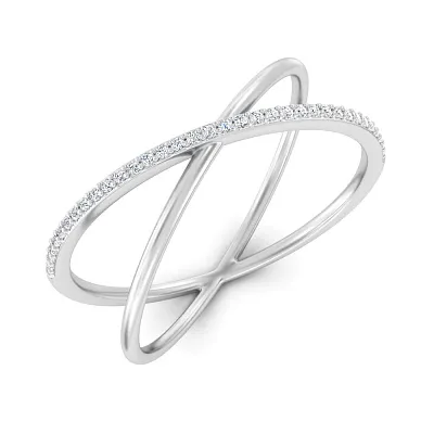 Двойное кольцо из белого золота с бриллиантами  (арт. К011260005б)