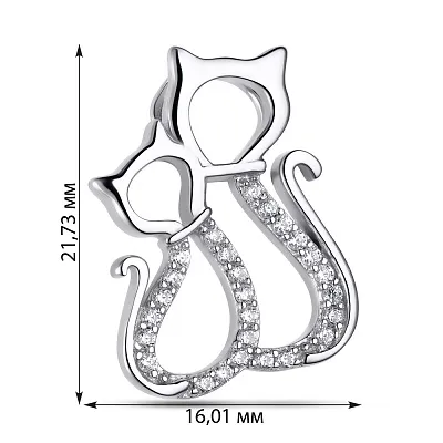 Підвіска зі срібла «Закохані котики» з фіанітами (арт. 7503/2674)