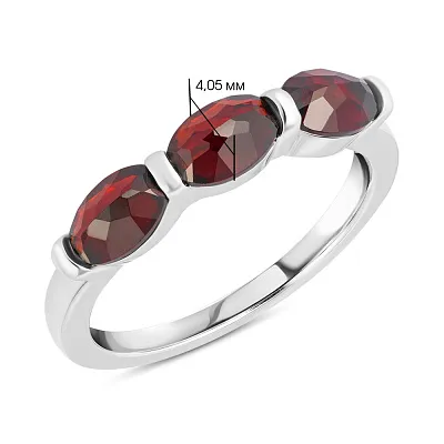 Серебряное кольцо с дорожкой из гранатов (арт. 7501/4941Г)