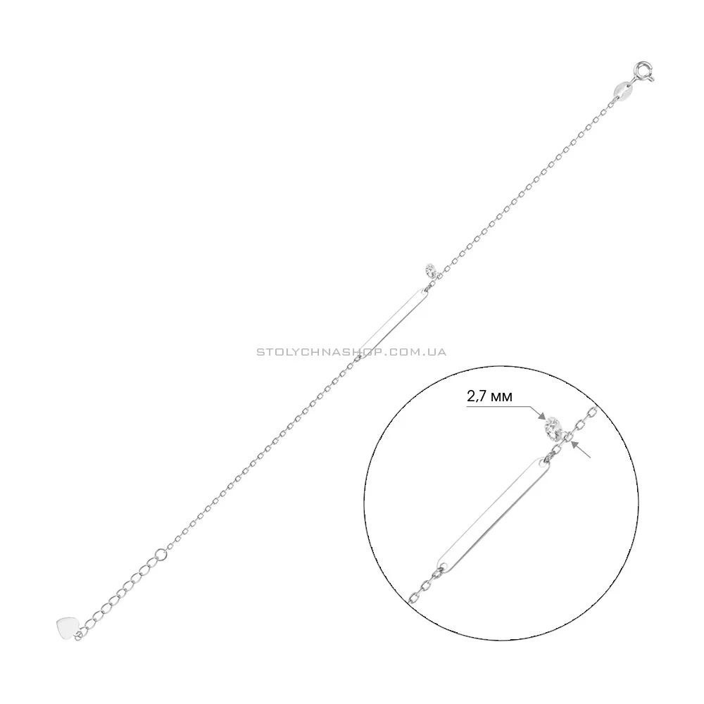 Браслет серебряный с фианитом (арт. 7509/2329) - 2 - цена