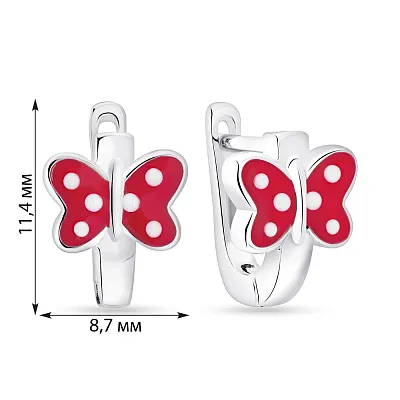 Дитячі сережки зі срібла з червоною емаллю  (арт. 7502/4577ек)