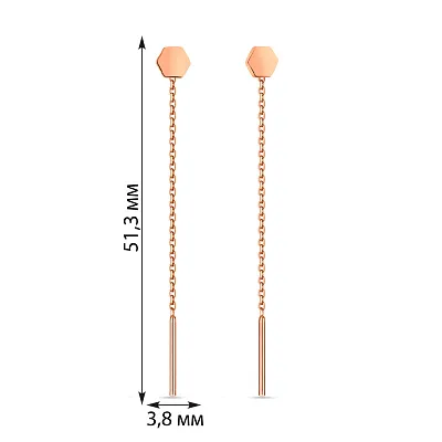 Сережки протяжки з золота (арт. 109390)
