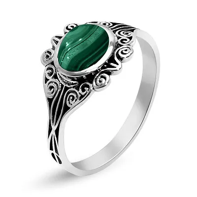 Серебряное кольцо с зеленым малахитом (арт. 7901/768млх)