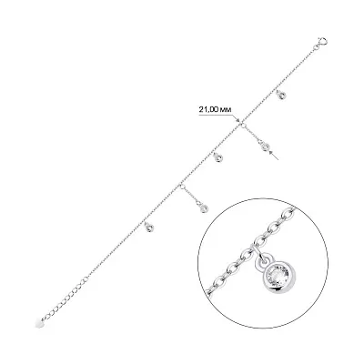 Срібний браслет на ногу з підвісками  (арт. 7509/3334)