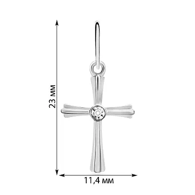 Хрестик з білого золота з фіанітом (арт. 440458б)