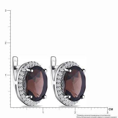 Сережки зі срібла з кварцом і фіанітами (арт. 7002/4053Пккр)