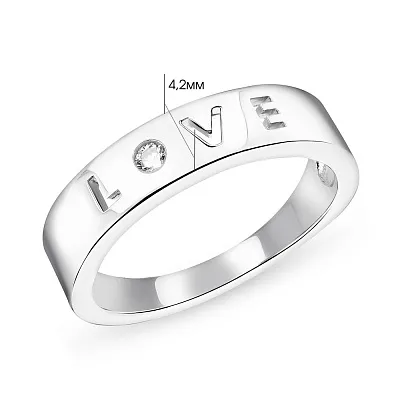 Серебряное кольцо &quot;Love&quot; с фианитом  (арт. 7501/5560)
