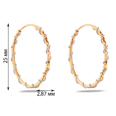 Сережки-кільця з комбінованого золота (арт. 101450/25кб)