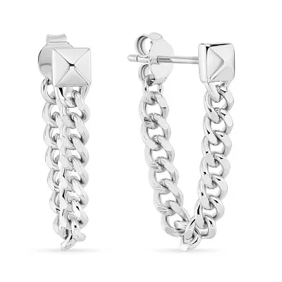 Серьги-пусеты из серебра с цепочками Trendy Style  (арт. 7518/6112)