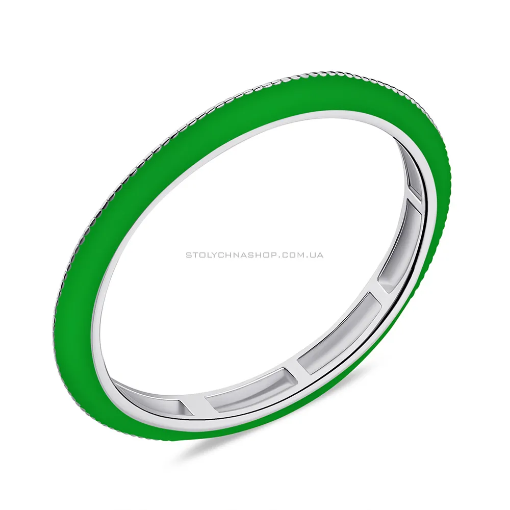 Серебряное кольцо с зеленой эмалью (арт. 7501/6744ез) - цена